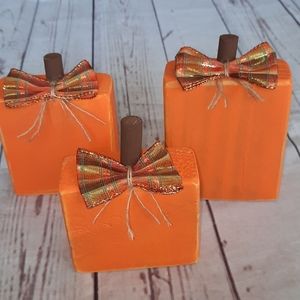 Wood farmhouse primitive fall harvest pumpkins set